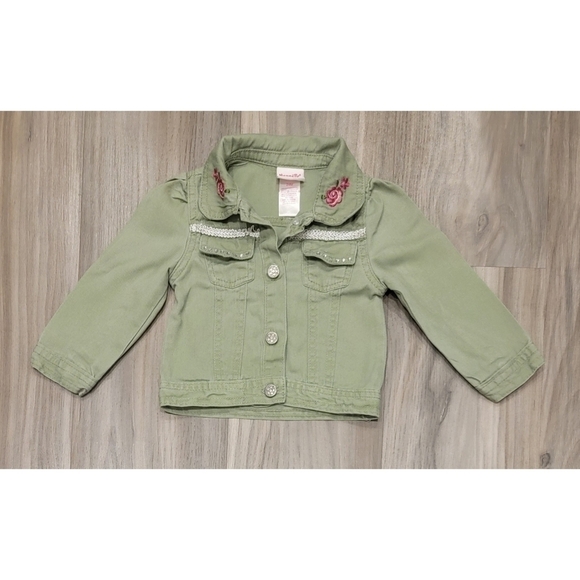 Nanette Girls Embroidered Collar Gemstone Button-up Jacket - Picture 1 of 7